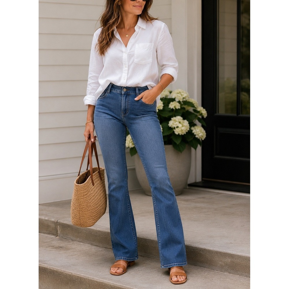 Vintage Sasson Ooh La La Bootcut Jeans Size 10 Medium Wash Mid-Rise Y2K 90s 2000